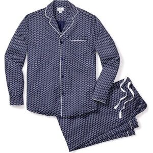 Men's Petite Plume Nordic Antler Navy Pajama Set LS Size Medium 100% Cotton EUC